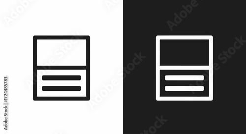 Dual Symbol Illustration: A symmetrical design showcases a split-level icon, presented in both black-on-white and white-on-black variations, suitable for diverse design needs.