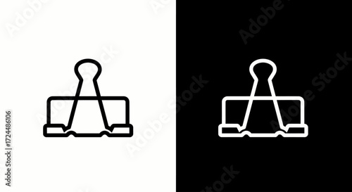 Binder Clip Icon: Clean and minimalist presentation of a binder clip icon, suitable for digital platforms, business, and office supplies.