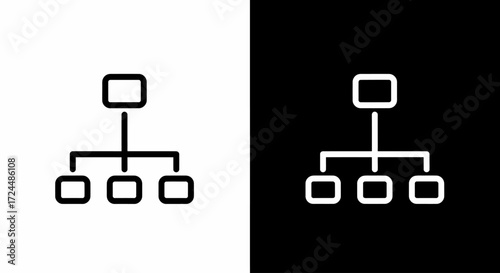 Organization and Connection: A minimalist organization chart icon presents clear visual representation. Demonstrating structure. Simple, effective, and easily recognizable