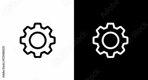 Gear Icon: Conceptual illustration of two cogwheel icons against a black and white backdrop, symbolizing settings, configuration, or technical aspects.