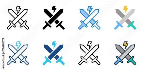 Conflict icon set multiple style collection 
