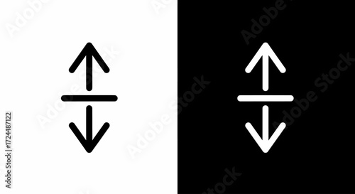Arrows Icon: A minimalist graphic showcases two distinct vertical arrows with a connecting horizontal line, offering a clear representation of up and down directions
