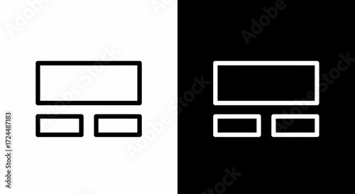 Webpage Design Element: A graphic design showcasing two contrasting presentations of a webpage design element, one rendered in white on black, and the other in black on white.