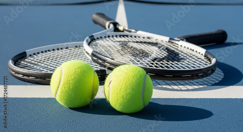 Close-up Tennis Ball on Blue Court Surface
