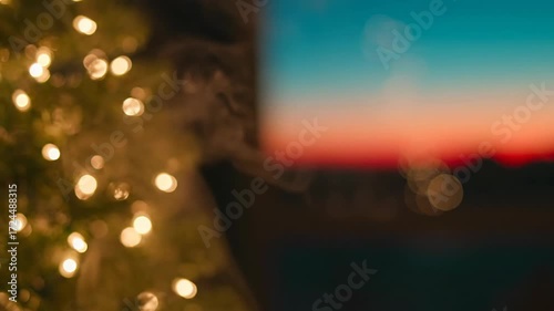Close Up of Christmas Tree Decorated With String Lights