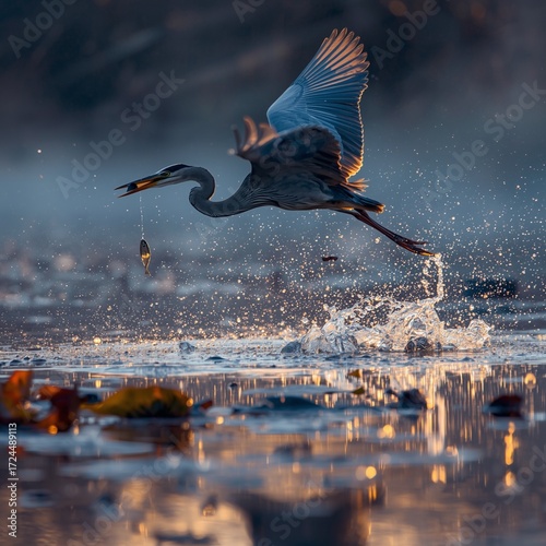 night heron on the river