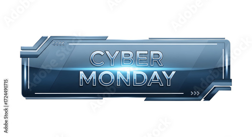 Cyber monday banner isolated on transparent background with modern technology design