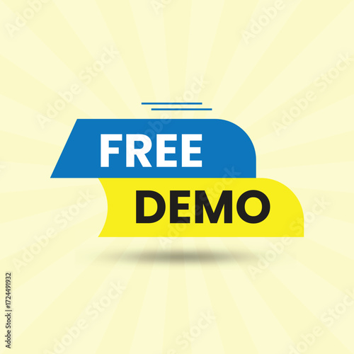 Eyecatching free demo vector design with blue and yellow colors on a light background