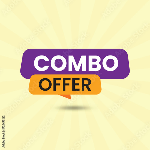 Combo offer sticker design with purple and orange color scheme for online promotion