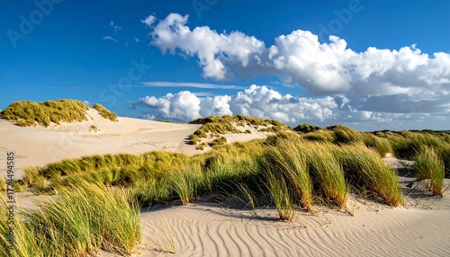 Fototapeta Naklejka Na Ścianę i Meble -  Sunny dunes under a partly cloudy sky