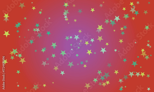 Red background with light green stars abstract graphic design element