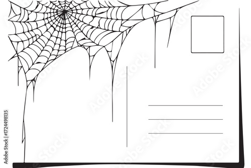 Spider web in corner of postcard isolated on Transparent Background