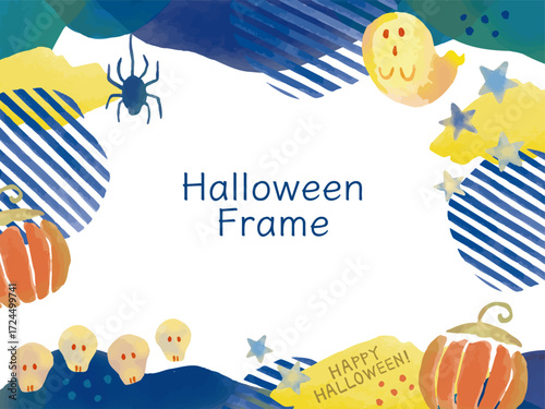ハロウィーン 可愛い手書き風 ベクターイラストタイトル素材セット　カラフル　楽しい	