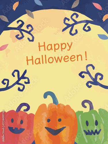 ハロウィーン 可愛い手書き風 ベクターイラストタイトル素材セット　カラフル　楽しい	