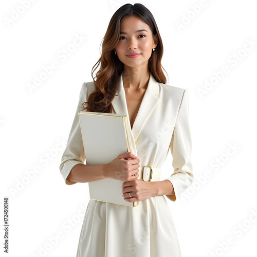 portrait of a businesswoman holding clipboard