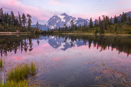 Sunset over Picture Lake in Washington