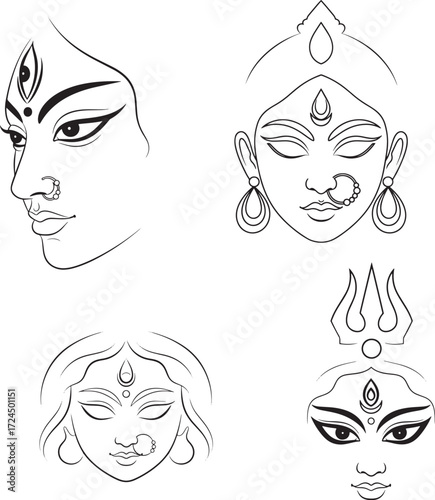 Vibrant Indian Deity Portrait, Ideal for Cultural Stock