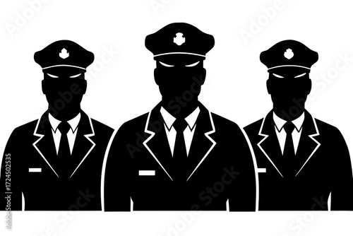 set of Police officer silhouette vector