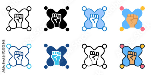 Social movement icon set multiple style collection 
