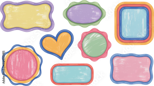 Colorful assorted decorative labels and shapes for creative projects and design elements