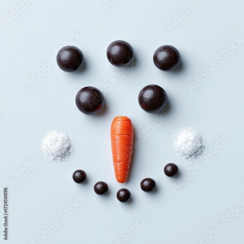 Festive snowman face made of food