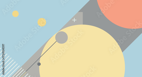 A minimalist flat design illustration showcasing a graceful interplay of soft pastel lines and curves, creating a fluid and dynamic abstract background.
