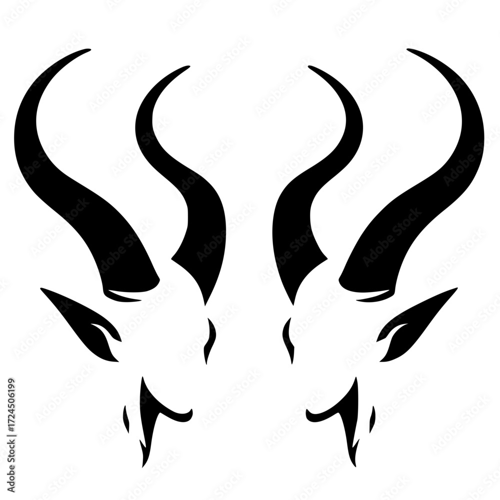 Obraz premium Silhouette of a pair of mysterious demon heads