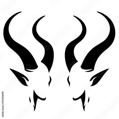 Silhouette of a pair of mysterious demon heads