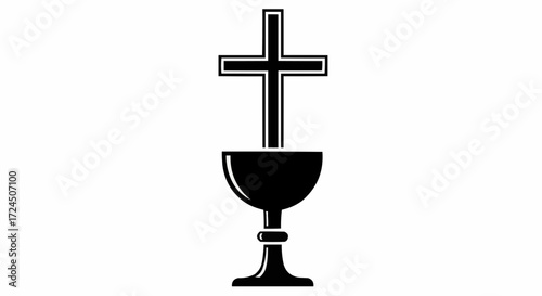 Powerful symbol of faith featuring a chalice and cross, perfect for religious events and designs that evokes reverence and tradition for christian themed campaigns