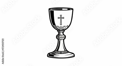 Elegant chalice illustration showcasing Christian faith and tradition, perfect for religious designs, church materials, and symbolic artwork projects