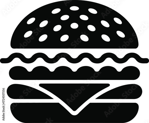 Classic cheese hamburger with sesame seed bun silhouette