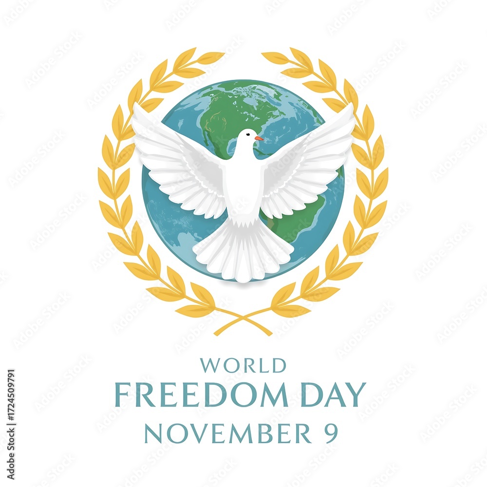 Fototapeta premium World freedom day dove and globe