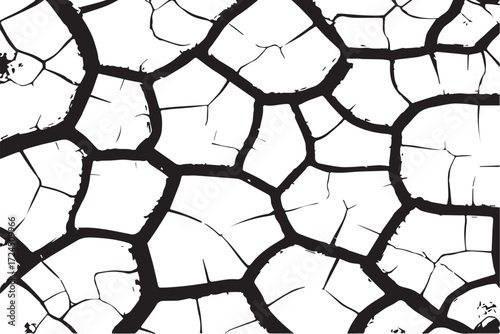 Abstract cracked earth texture pattern high contrast black and white for grunge design