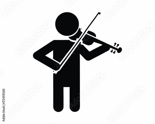 Musician playing violin icon silhouette vector isolated on white background