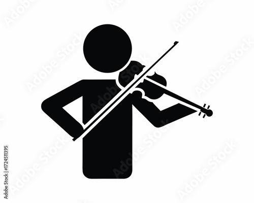 Musician playing violin icon silhouette vector