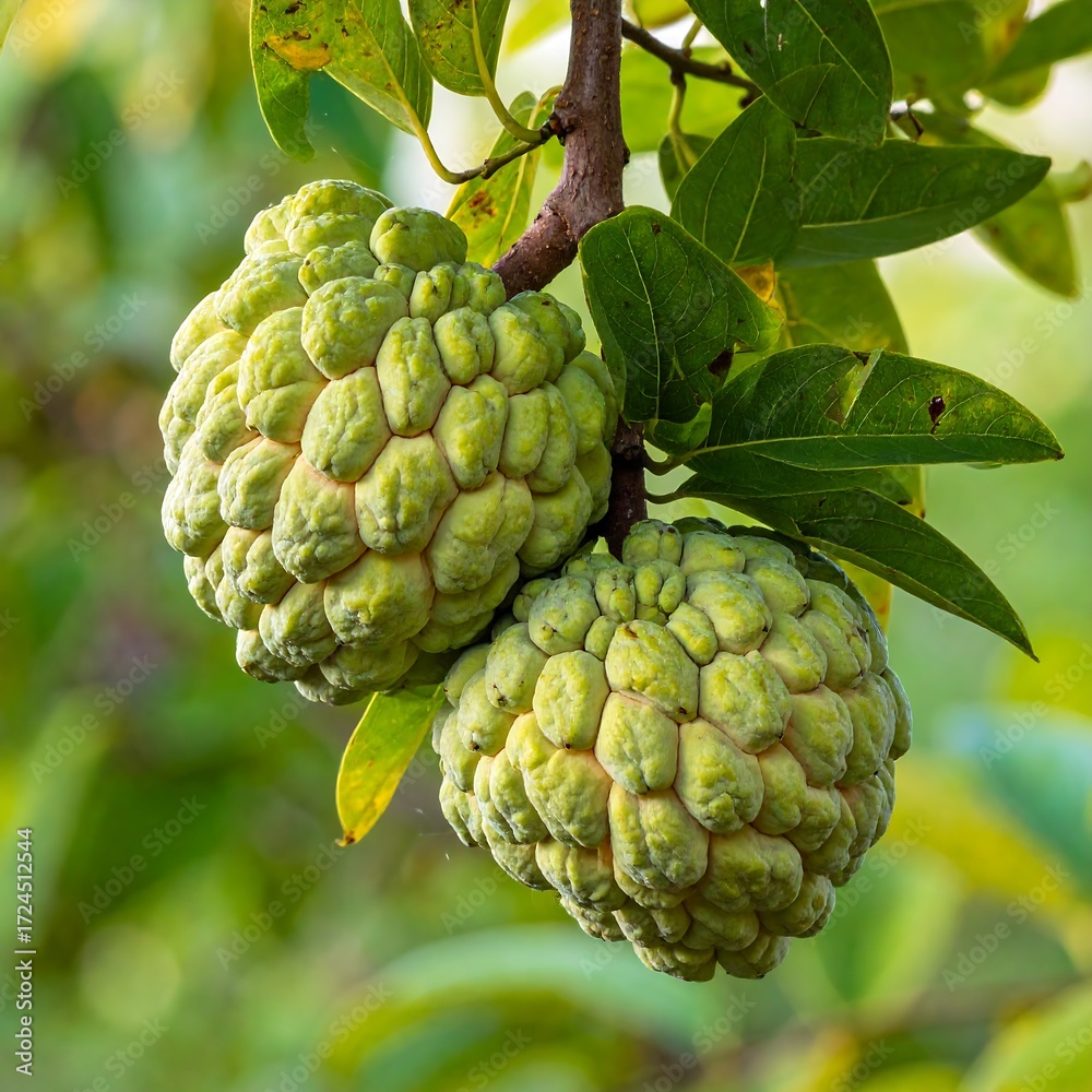 Fototapeta premium Two custard apples on a branch