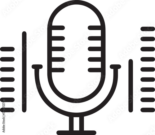 Sleek microphone icon for podcasts, audio recording, broadcasting, and voiceovers, perfect for modern media projects and digital communication platforms