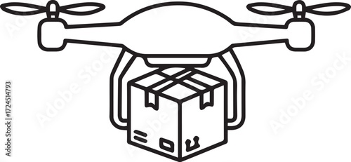 Cutting-edge drone delivering package, showcasing the future of logistics and rapid delivery services, ideal for e-commerce, technology, and modern business themes