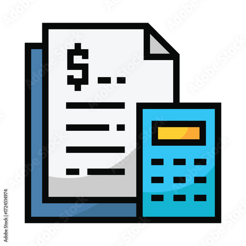 Icon of a document with a dollar sign and a calculator