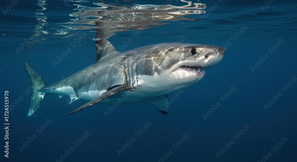 Fototapeta premium Great white shark underwater profile