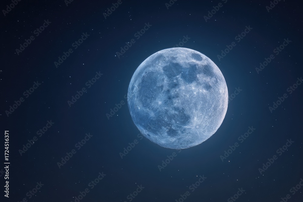 Naklejka premium Full moon in a starlit night sky