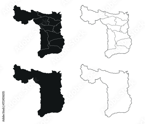 Suphanburi map is a province of Thailand, Graphic vector