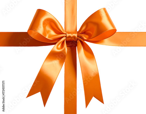 Orange ribbon bow, gift wrap detail