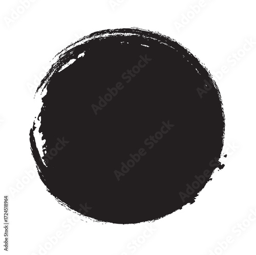 Vector natural ink brush stroke circle, artistic and unique style. Suitable for logos, labels, posters, decorative motifs and creative designs.