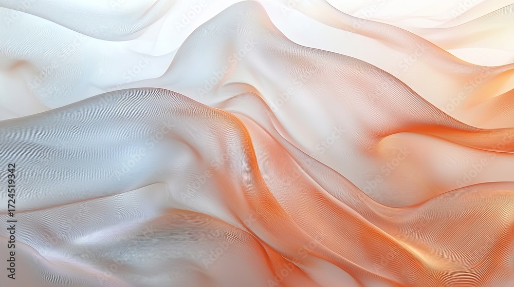 Fototapeta premium Flowing ethereal fabric waves in soft gradient lighting, elegant abstract background