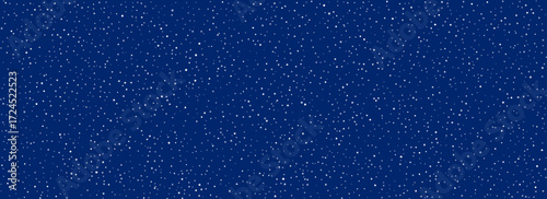 Falling snow seamless wallpaper. White snowflakes, dots, ice hail for Christmas decor. Repeated white snow at night sky background. Vector repeating snowfall pattern. Winter blizzard weather overlay
