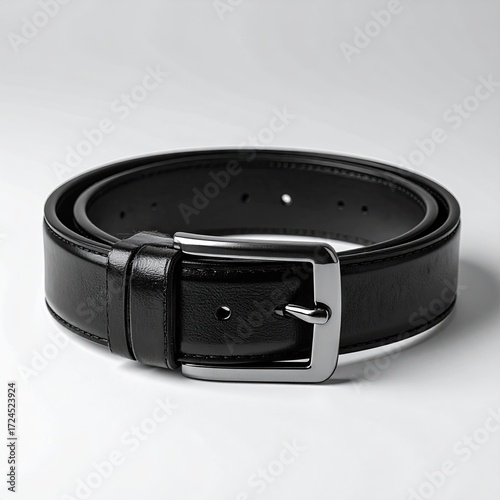 Black leather belt, simple style