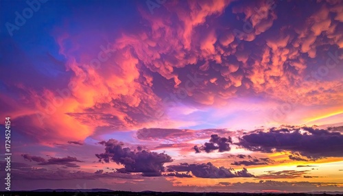 Dramatic sunset sky with vibrant clouds