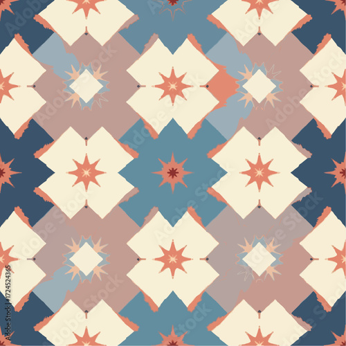 Seamless Modern Stars Grid Pattern Vector
