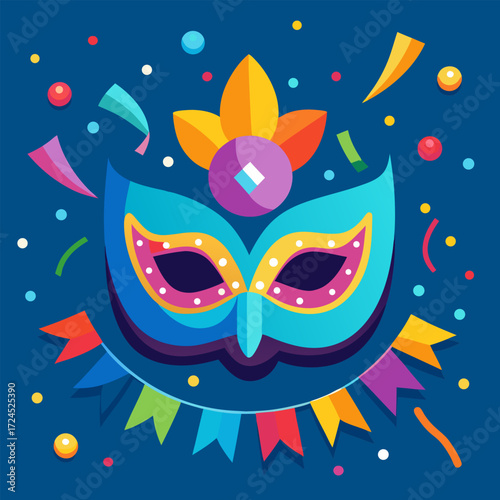 carnival mask on a blue background